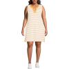 Lands’ End Women’s Cotton Jersey Notch Neck Dress with Soutache(White/Mango Breton Stripe)