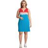 Lands’ End Women’s Cotton Jersey Sleeveless Swim Cover-up Dress(Compass Red/Turquoise Ombre)