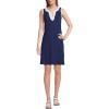 Lands’ End Women’s Cotton Jersey Sleeveless Swim Cover-up Dress(Deep Navy/White)