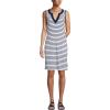 Lands’ End Women’s Cotton Jersey Sleeveless Swim Cover-up Dress(White/Deep Sea Stripe)