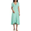 Lands’ End Women’s Cotton Modal Vneck Wrap Midi Dress(Frosted Green Flower Patch)