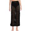 Lands’ End Women’s Cotton Open Knit Maxi Swim Cover-up Skirt(Black)