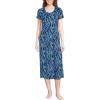 Lands’ End Women’s Cotton Short Sleeve Midcalf Nightgown(Deep Sea Navy Vine Floral)
