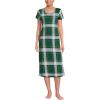 Lands’ End Women’s Cotton Short Sleeve Midcalf Nightgown(Light Emerald Plaid)