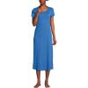 Lands’ End Women’s Cotton Short Sleeve Midcalf Nightgown(Muted Cobalt Blue)