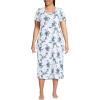 Lands’ End Women’s Cotton Short Sleeve Midcalf Nightgown(White/Muted Cobalt Lace Floral)
