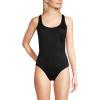 Lands’ End Women’s D-Cup Chlorine Resistant X-Back High Leg Soft Cup Tugless Sporty One Piece Swimsuit(Black)