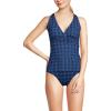 Lands’ End Women’s D-Cup V-Neck Plunge X Back Tankini Top(Navy Mosaic Mini Tile)