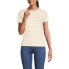 Lands’ End Women’s Drapey Rib Fitted Short Sleeve Mini T-Shirt(Ivory/Pale Yellow Stripe)