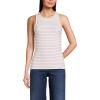 Lands’ End Women’s Drapey Rib Skimming Tank Top Shirt(Ivory/Wild Lilac Stripe)
