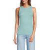 Lands’ End Women’s Drapey Rib Skimming Tank Top Shirt(Misty Aqua)