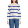 Lands’ End Women’s Drifter Cable Pointelle Stitch Sweater(Ivory/Blue Breeze Stripe)