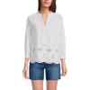 Lands’ End Women’s Eyelet Split Neck Shirt(White)