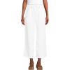 Lands’ End Women’s High Rise Pull On Drawstring Linen Wide Leg Crop Pants(White)