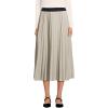 Lands’ End Women’s Knit Foil Pleated Midi Skirt(Champagne Metallic)