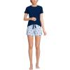 Lands’ End Women’s Knit Pajama Short Set Short Sleeve T-Shirt and Shorts(Ivory Stripe Floral)