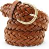 Lands’ End Women’s Leather Braided Belt(Chestnut)