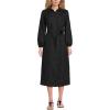 Lands’ End Women’s Linen Long Sleeve Midi Shirt Dress(Black)