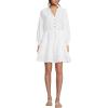Lands’ End Women’s Long Sleeve Eyelet Mini Popover Dress(White Eyelet)