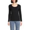 Lands’ End Women’s Long Sleeve Lightweight Jersey Scoop Neck T-Shirt(Black)
