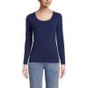 Lands’ End Women’s Long Sleeve Lightweight Jersey Scoop Neck T-Shirt(Deep Sea Navy)