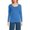Lands’ End Women’s Long Sleeve Lightweight Jersey Scoop Neck T-Shirt(Muted Cobalt Blue)