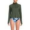 Lands’ End Women’s Long Sleeve Rash Guard Cover-up UPF 50(Rich Olive Green)