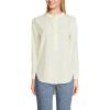 Lands’ End Women’s No Iron Long Sleeve Banded Collar Popover Shirt(Faint Lemon Stripe)