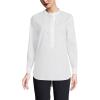 Lands’ End Women’s No Iron Long Sleeve Banded Collar Popover Shirt(White)