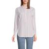 Lands’ End Women’s No Iron Long Sleeve Banded Collar Popover Shirt(Wood Lily Multi Line Stripe)