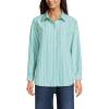 Lands’ End Women’s Oxford Shirt(True Green/Blue Sky Stripe)