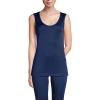 Lands’ End Women’s Petite Silk Interlock Thermal Long Underwear Base Layer Tank Top(Deep Sea Navy)