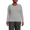 Lands’ End Women’s Plus Size Lightweight Jersey Skimming Long Sleeve Crew Neck T-Shirt(Black Micro Stripe)