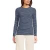 Lands’ End Women’s Plus Size Lightweight Jersey Skimming Long Sleeve Crew Neck T-Shirt(Deep Sea Navy Thin Stripe)