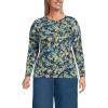 Lands’ End Women’s Plus Size Lightweight Jersey Skimming Long Sleeve Crew Neck T-Shirt(Navy Abstract Floral)