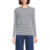 Lands’ End Women’s Plus Size Lightweight Jersey Skimming Long Sleeve Crew Neck T-Shirt(Navy/White Micro Stripe)
