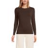 Lands’ End Women’s Plus Size Lightweight Jersey Skimming Long Sleeve Crew Neck T-Shirt(Rich Coffee)