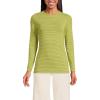 Lands’ End Women’s Plus Size Lightweight Jersey Skimming Long Sleeve Crew Neck T-Shirt(Vintage Lime Thin Stripe)