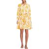 Lands’ End Women’s Poplin Button Front Dress with Godets(Yellow Mosaic Floral)