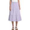 Lands’ End Women’s Poplin Elastic Waist Tiered Midi Skirt(Lilac Frost)