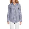 Lands’ End Women’s Poplin Tie Sleeve Shirt(Deep Sea Navy Gingham)