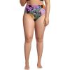 Lands’ End Women’s Ribbed Smoothing High Waisted Bikini Bottoms(Dark Wine Multi Floral Blooms)