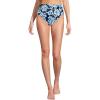 Lands’ End Women’s Ribbed Smoothing High Waisted Bikini Bottoms(Deep Sea Navy Painted Floral)