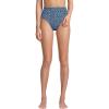 Lands’ End Women’s Ribbed Smoothing High Waisted Bikini Bottoms(Navy/Cloud Blue Ditsy Lilies)