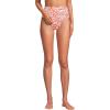 Lands’ End Women’s Ribbed Smoothing High Waisted Bikini Bottoms(Orange Mini Tropic Leaves)