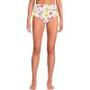 Lands’ End Women’s Ruffle High Waisted High Leg Bikini Bottoms(White Multi Garden Floral)