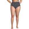 Lands’ End Women’s Sculpting Suit Chlorine Resistant Targeted Control Retro High Waisted Bikini Swim Bottoms(Black/Egret White Tossed Dots)