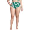 Lands’ End Women’s Sculpting Suit Chlorine Resistant Targeted Control Retro High Waisted Bikini Swim Bottoms(Island Emerald Petunia Floral)