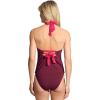 Lands’ End Women’s Seamed Halter Tankini Top(Burgundy Spritz/Coral Ruby)