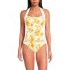 Lands’ End Women’s Seamed Halter Tankini Top(Yellow Mosaic Floral/White)